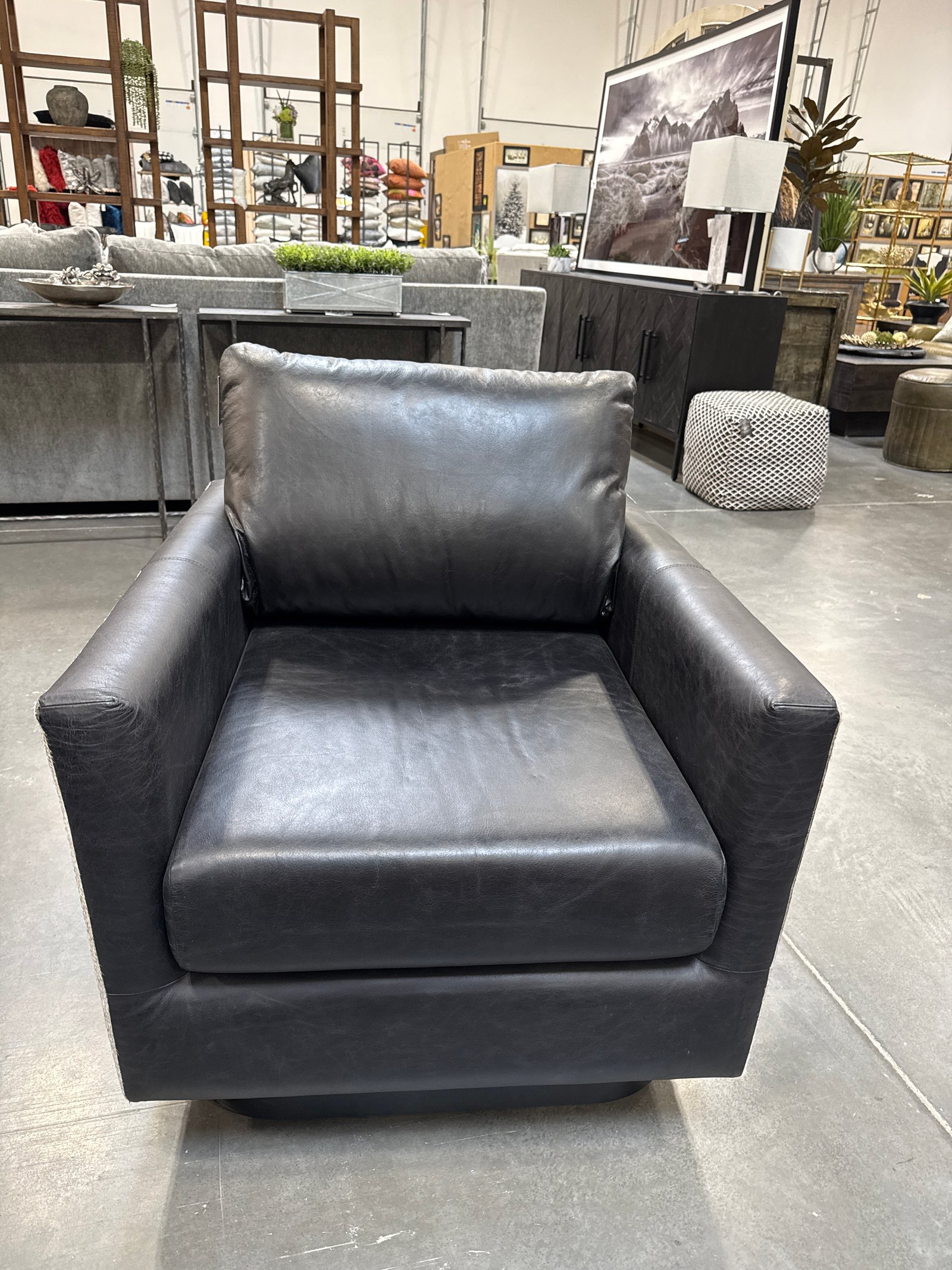 Leather and cowhide accent chair