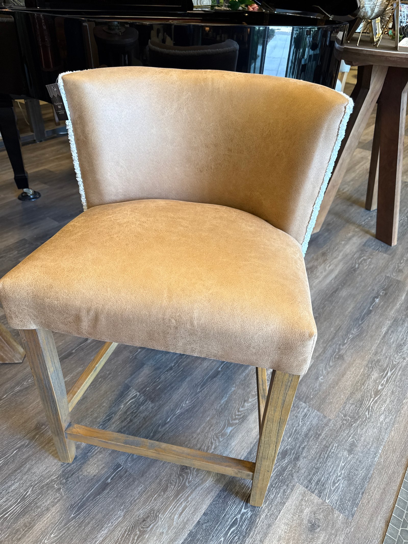 Counter stool camel and shearling