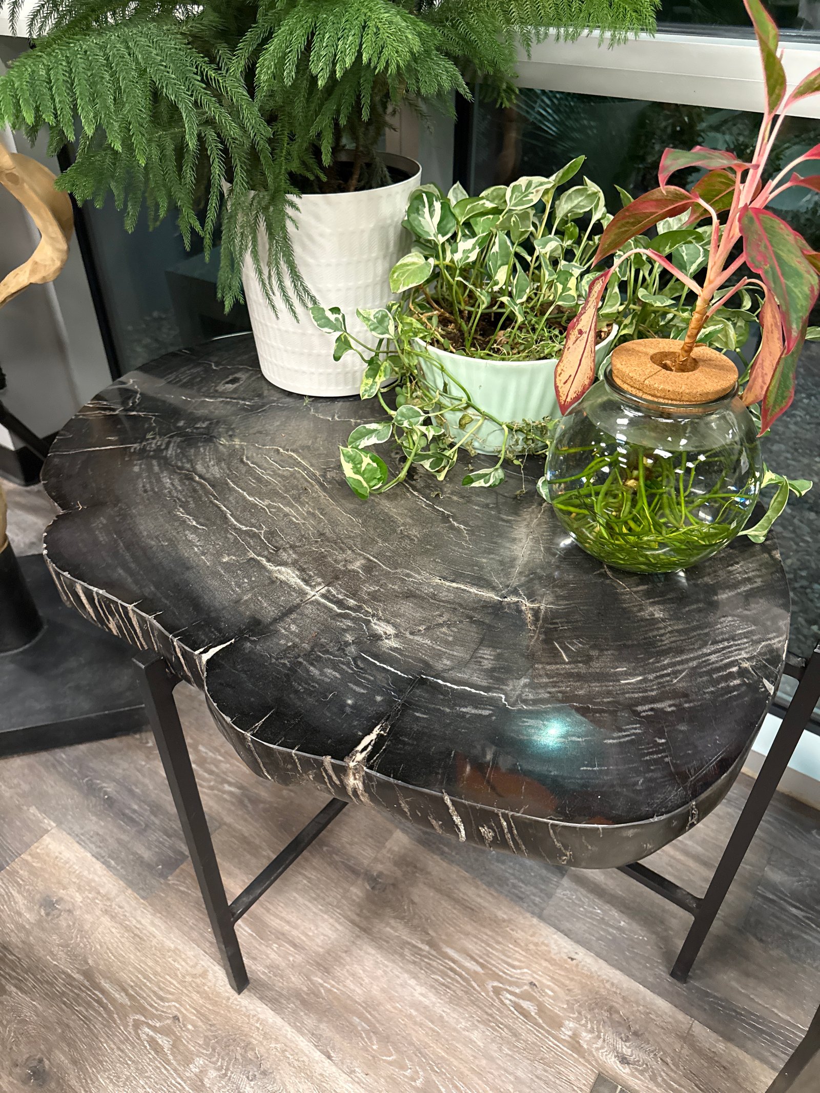 Petrified wood accent table