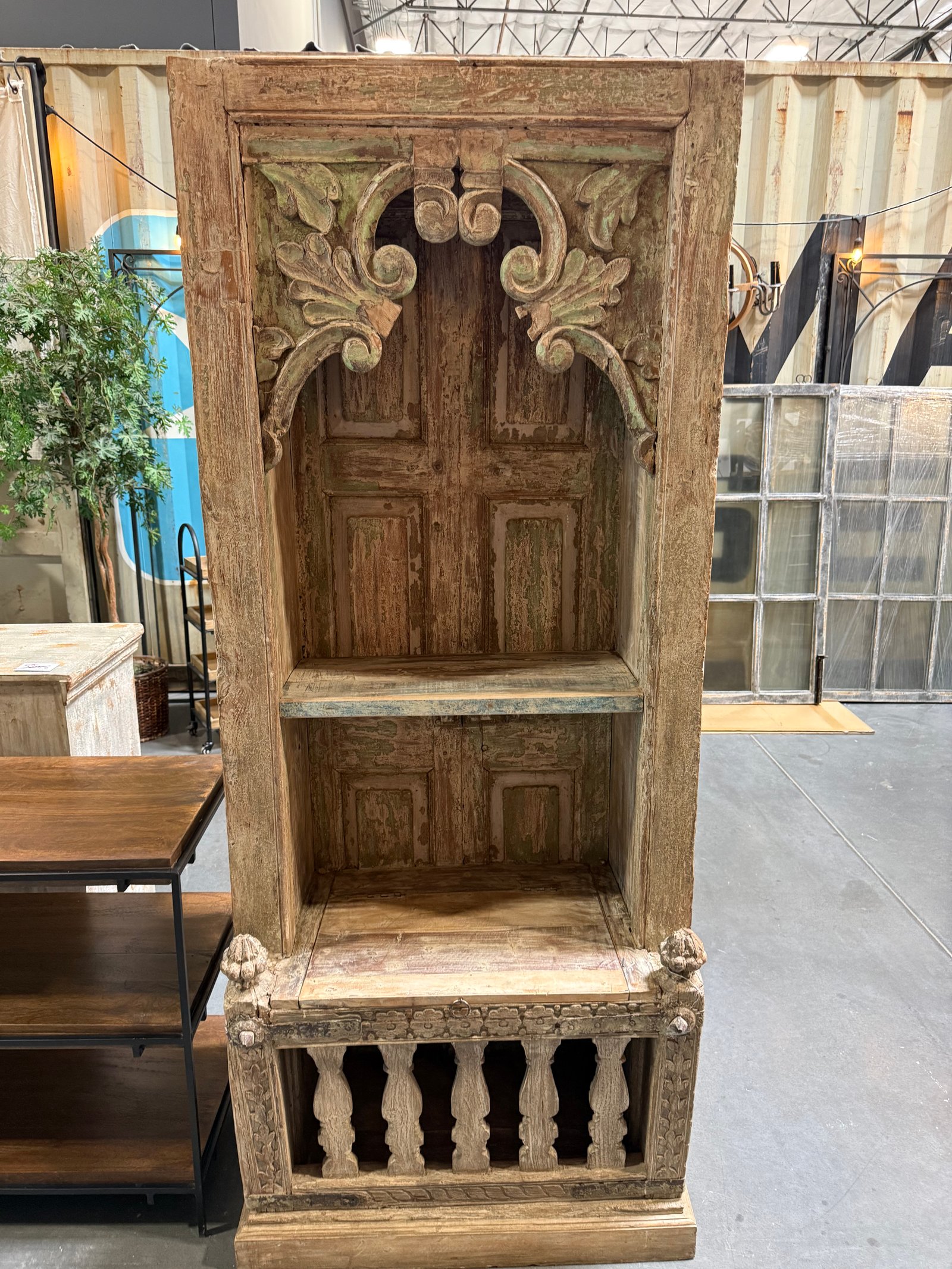 Hand carved cabinet with storage